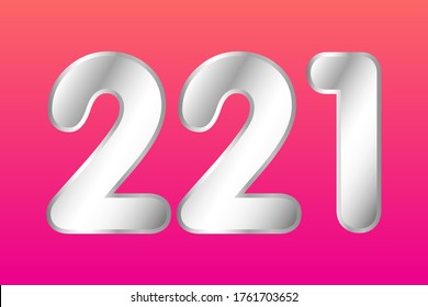 Número 221 vector en estilo plateado. Ilustración vectorial Eps10.