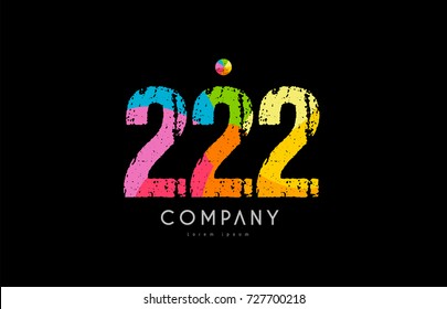 number 222 logo icon design with grunge texture and rainbow colored pattern