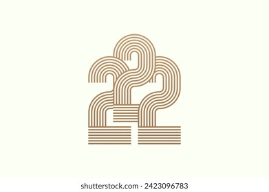 Number 222 Logo, Monogram Number 222 logo multi line style, usable for business logos and anniversary, flat design logo template, vector illustration