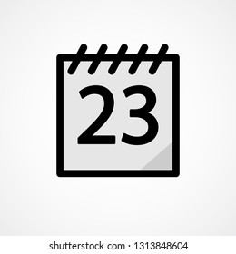 Number 23 in calendar, vector icon