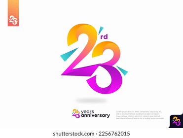 Number 23 logo icon design, 23rd birthday logo number, anniversary 23