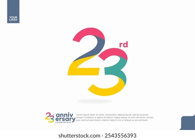 Número 23 diseño de icono de logotipo, número de logotipo de cumpleaños 23, aniversario 23