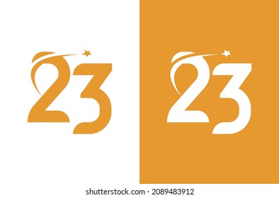 Number 23 logo with star concept. Logo for anniversary or vector element