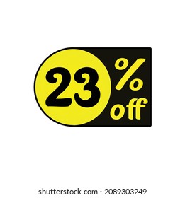 número 23 % de descuento, descuento para tiendas, iconos descuento para colocar en sitios web de arte amarillo y negro, original.