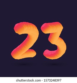 Number 23 twenty three, 3D multi colour gradient digit icon vector template.

