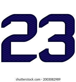 Number 23 Vector Illustration. Blue Number Twenty Three With Abstract Pattern Isolated On A White Background
