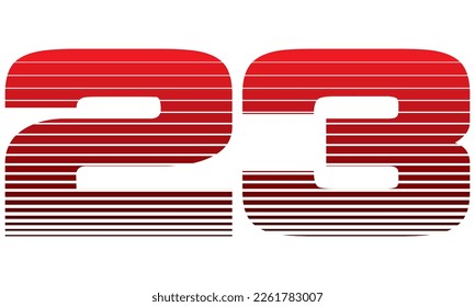 Ilustración vectorial número 23. Rojo Número Veintitrés Aislado En Un Fondo Blanco
