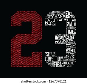 number 23.college style graphic for t-shirt