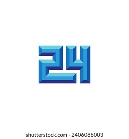 Number 24 diamond, 3d geometric symbol simple logo vector