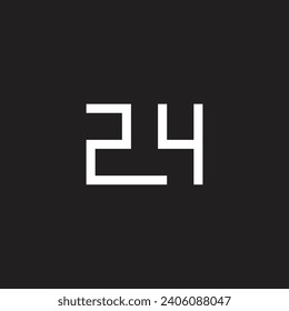 Number 24 line squares geometric symbol simple logo vector