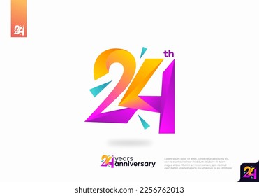 Number 24 logo icon design, 24th birthday logo number, anniversary 24