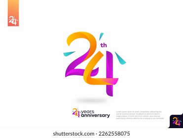 Number 24 logo icon design, 24th birthday logo number, 24th anniversary.