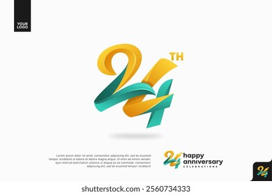 Number 24 logo icon design, 24th birthday logo number, anniversary 24