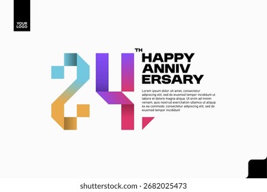 Número 24 diseño de icono de logotipo, número de logotipo de cumpleaños 24, aniversario 24