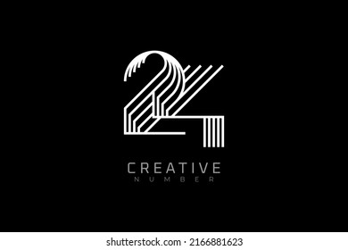 Number 24 Logo, modern and creative number 24 multi line style, usable for brand, anniversary and business logos, flat design logo template, vector illustration