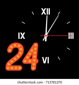 Number 24 on the background of the dial.