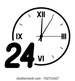 Number 24 on the background of the dial with the arrows.