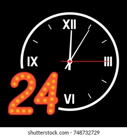 Number 24 on the background of the dial.