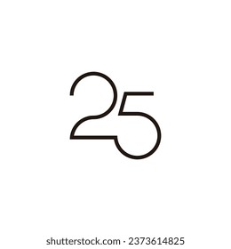 Number 25 combination geometric symbol simple logo vector