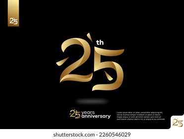 Number 25 gold logo icon design, 25th birthday logo number, 25th anniversary.