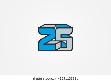 Number 25 logo design, 3d number 25 logo design with unique and playful color style, usable for brand and company logos, vector illustration