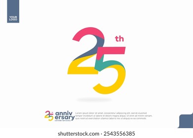 Número 25 diseño de icono de logotipo, número de logotipo de cumpleaños 25, aniversario 25