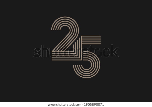 Number 25 Logo, Monogram Number 25 logo\
multi line style, usable for anniversary and business logos, flat\
design logo template, vector\
illustration