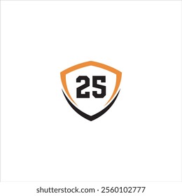 The number 25 logo with an orange and black Shield