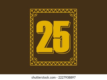 Number 25 in retro rectangle frame design