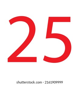 NUMBER 25 SIMPLE CLIP ART VECTOR ILLUSTRATION
