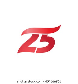 Number 25 Swoosh Design Template Logo Red