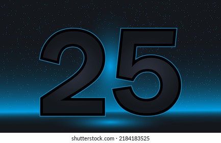 Nummer 25 Vektor. Luxuriöse blaue Nummer 25 mit luxuriösem, modernem Hintergrund. Vektordesign für Feiern, Einladungskarte und Grußkarte