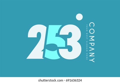 number 253 blue white cyan logo vector creative company icon design template background dot