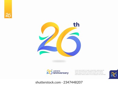 Diseño del icono del logo número 26, número del logo de 26 años, aniversario 26