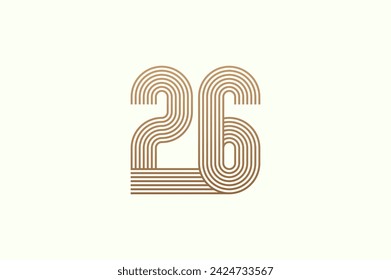 Number 26 Logo. Monogram Number 26 logo multi line style. usable for business logos and anniversary. flat design logo template. vector illustration	