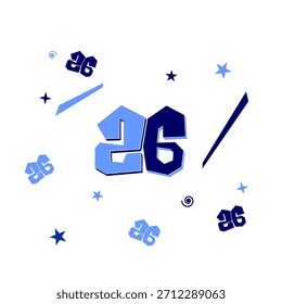 Número 26 con adornos. Adecuado para fondos digitales y de impresión.