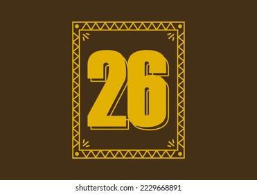 Number 26 in retro rectangle frame design