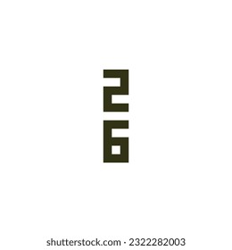 Number 26 square, rectangle geometric symbol simple logo vector