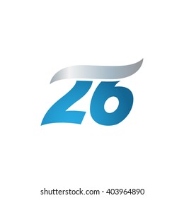 number 26 swoosh design template logo blue gray