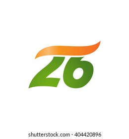 number 26 swoosh design template logo green orange