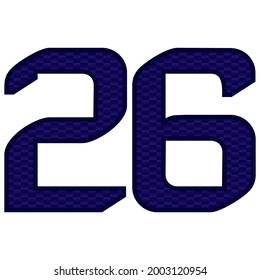 Number 26 Vector Illustration. Blue Number Twenty Six With Abstract Pattern Isolated On A White Background
