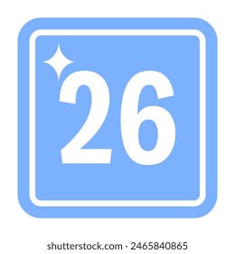 Number 26 vector illustration flat design isolated on white background