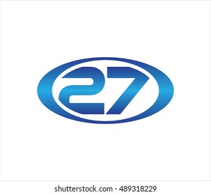 Number 27 Blue Oval Logo Template Stock Vector (Royalty Free) 489318229