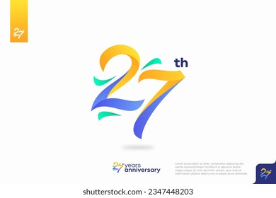 Number 27 logo icon design, 27th birthday logo number, anniversary 27