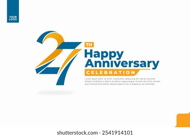 Número 27 diseño de icono de logotipo, número de logotipo de cumpleaños 27, aniversario 27