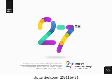 Number 27 logo icon design, 27th birthday logo number, anniversary 27