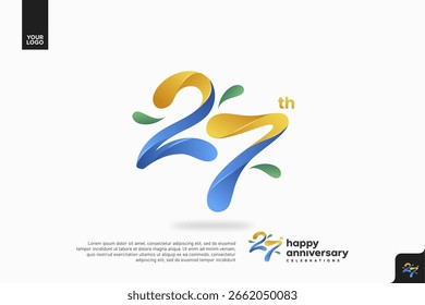 Número 27 logotipo ícone design, 27º aniversário logotipo número, aniversário 27
