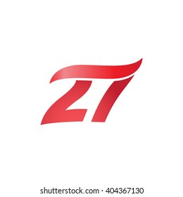 number 27 swoosh design template logo red