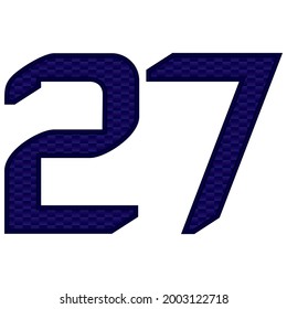 Number 27 Vector Illustration. Blue Number Twenty Seven With Abstract Pattern Isolated On A White Background
