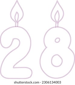 Número 28 con una vela.